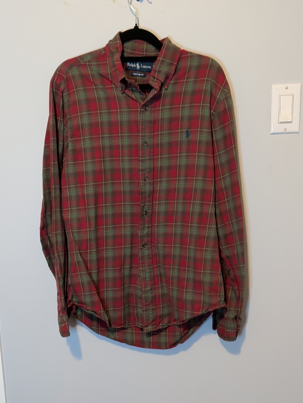 Ralph Lauren Red and Green Plaid Button-Down Shirt